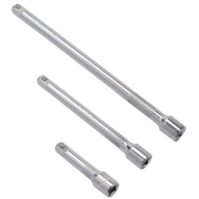 DAKCOS 3/8 Inch Drive Extension Bar Set 3 Pieces Socket Extension 3, 6, 10 Inch Long Chrome Vanadium Steel
