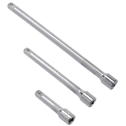 DAKCOS 3/8 Inch Drive Extension Bar Set 3 Pieces Socket Extension 3, 6, 10 Inch Long Chrome Vanadium Steel
